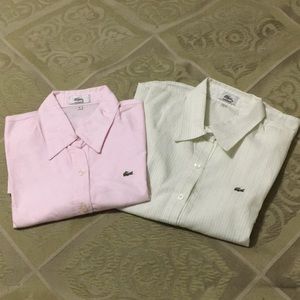 Lacoste short sleeve button down blouse